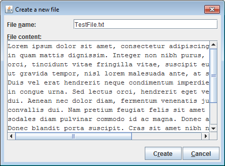 Example dialog window